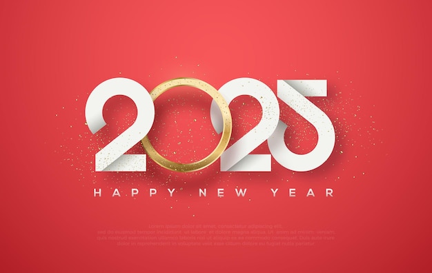 Free Download Happy New Year 2025, Message, Red background, Gold Numbers, Free Image