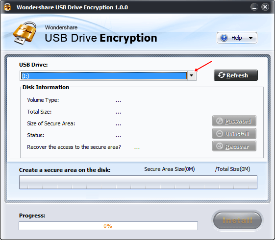 Wondershare-USB-Drive-Encryption-select-drive