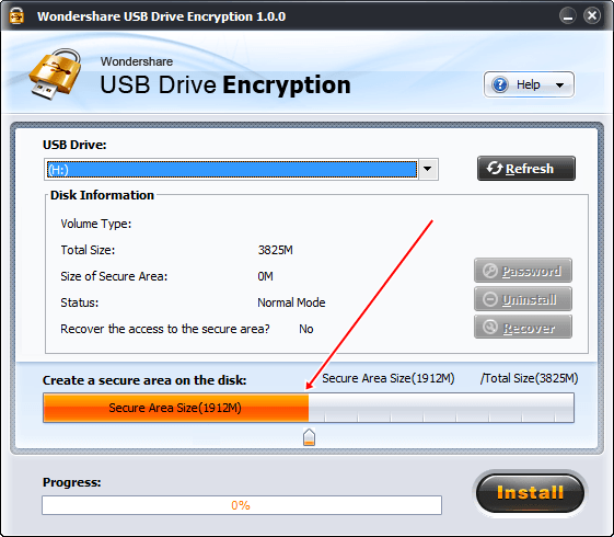 Wondershare-USB-Drive-Encryption-select-space