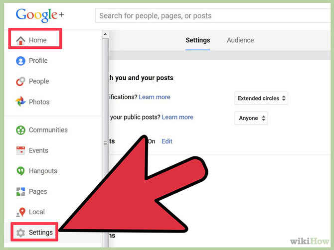 settings google plus