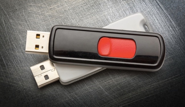 Usb flash drives on the metal background