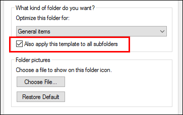 Also apply this template to all subfolders - How to Speed Up a Windows Folder that Loads Very Slowly