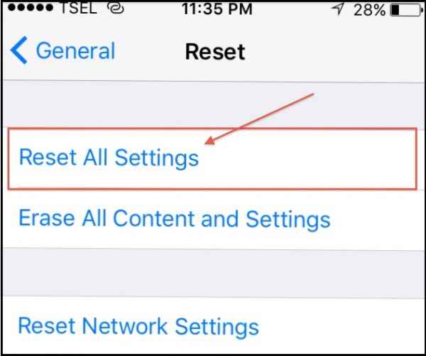 Reset All Settings