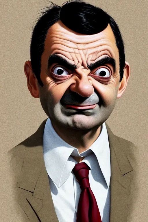 Funny mr bean manga cover art detailed color stable diffusion