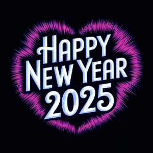 Happy new year 2025 in love shape