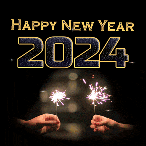 Happy new year 2024 fireworks gif