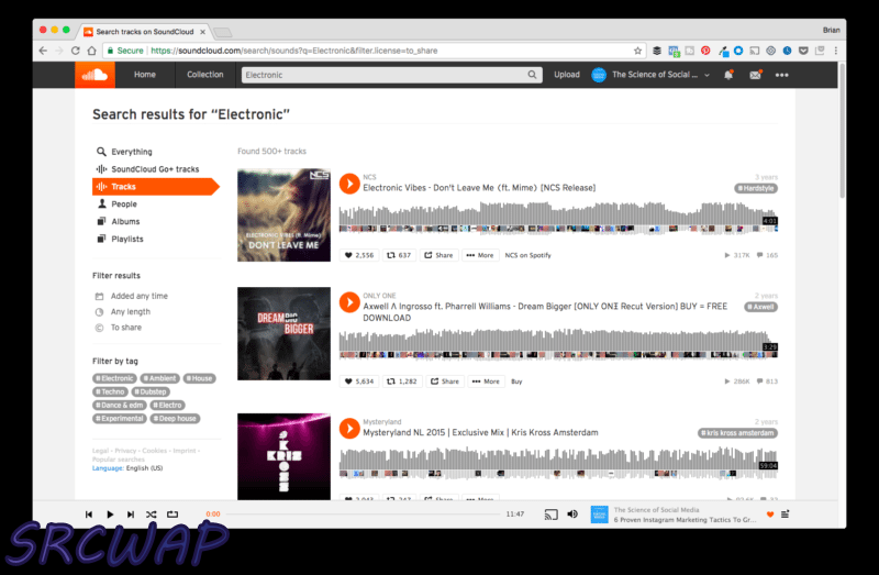 SoundCloud FREE Background Music page