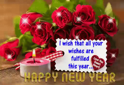Red rose happy new year 2022 gif moving photo