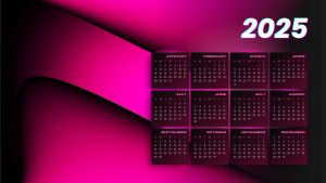 Modern abstract dark pink 2025 calander desktop wallpaper (1)