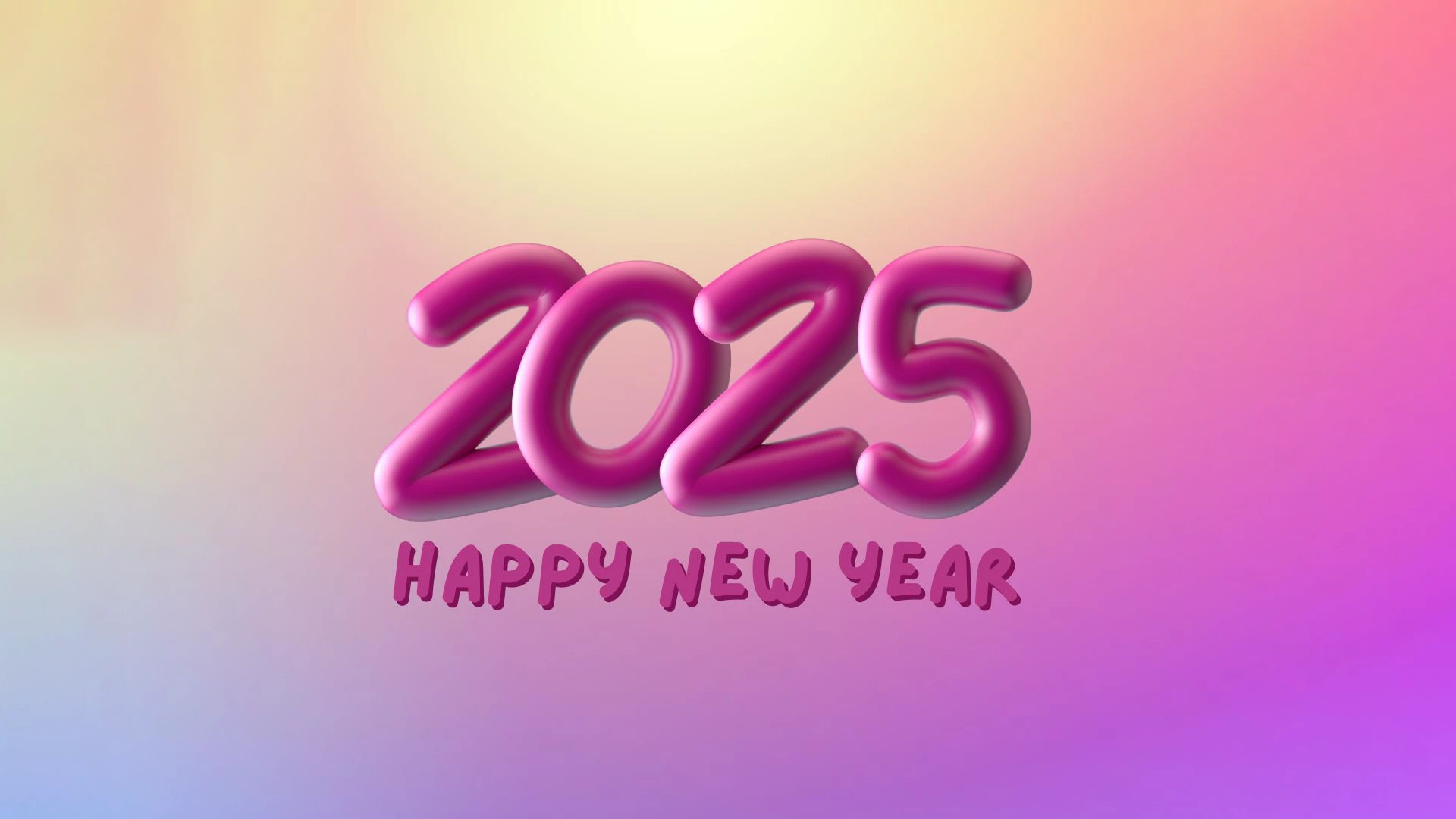 Pink yellow purple modern colorful happy new year 2025