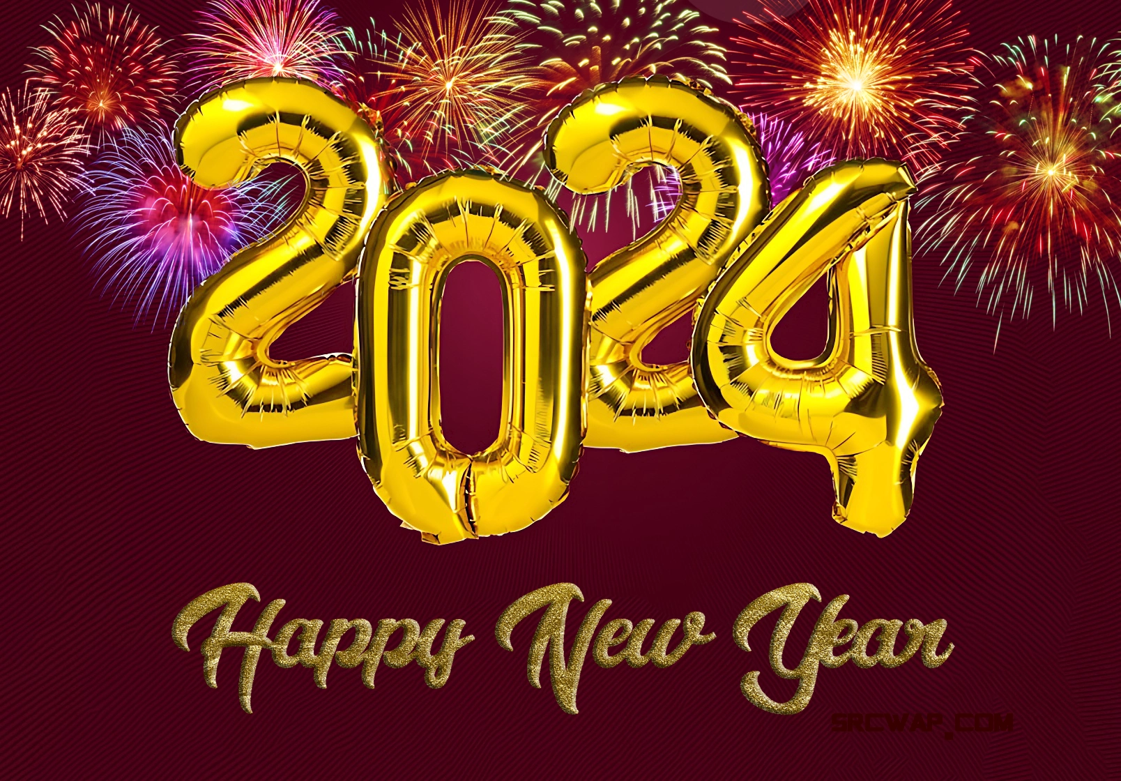 Golden balloons of happy new year 2024 Wallpapers Free Download