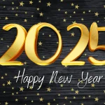 Black wooden happy new year 2025 4k wallpapers download