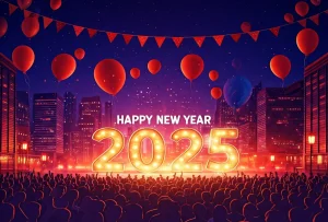 Happy new year 2025 festive realistic decoration celebrate 2025 party free vector