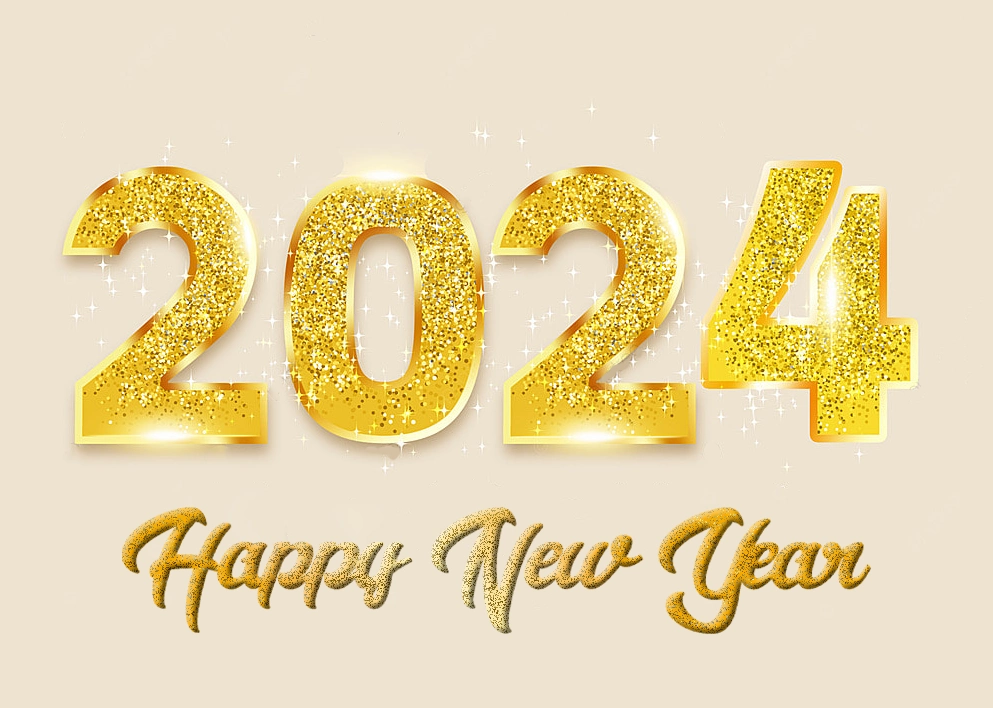 Happy New Year 2024 Gold wallpapers Download