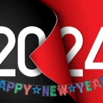 2024 happy new year black red background design