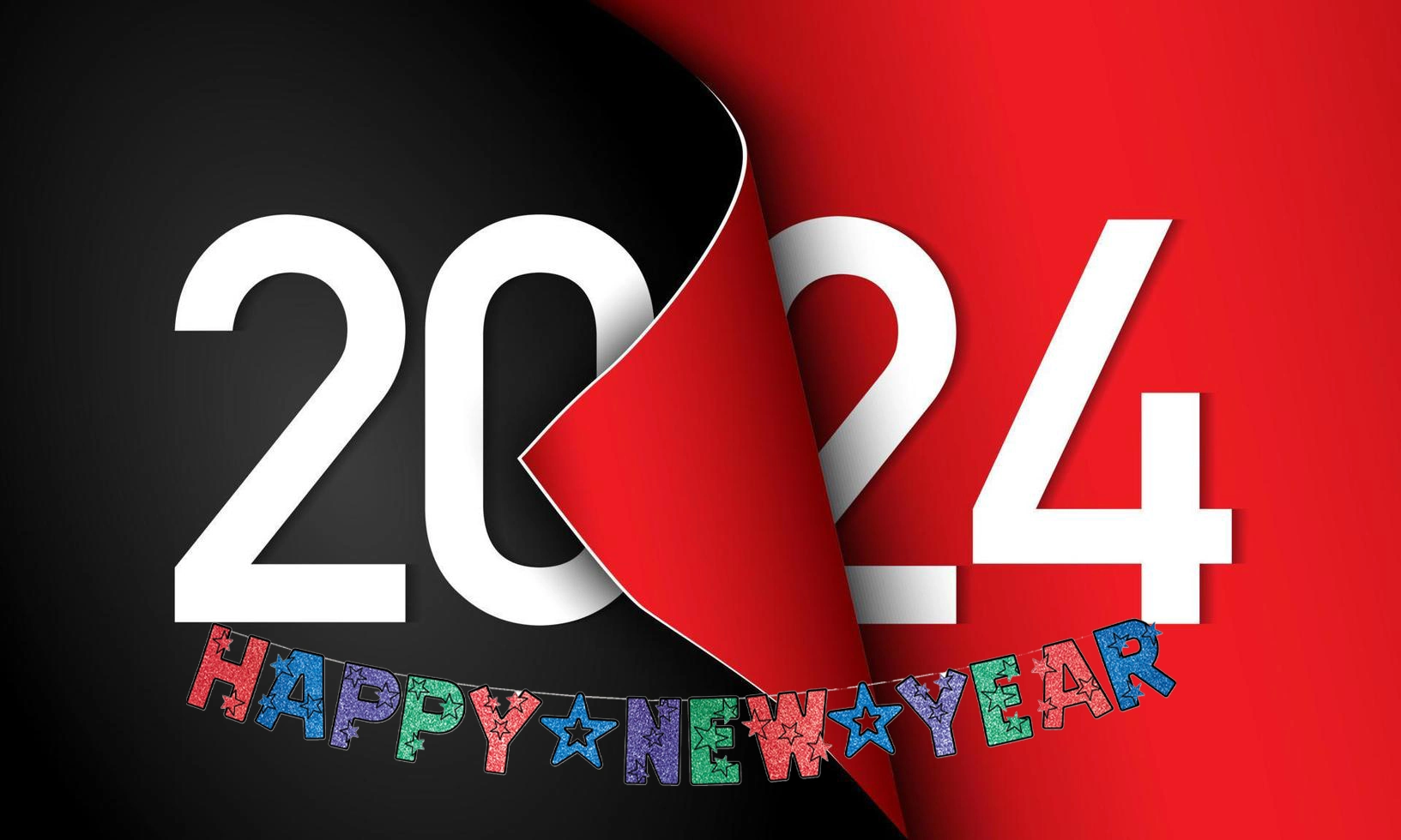 2024 New Year black Red background Wallpapers Download