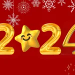 Red background 2024 gold text