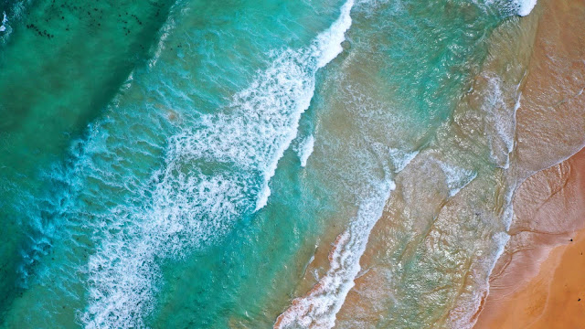 Wallpaper Sea wave beach aerial view+ Wallpapers Download