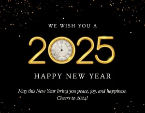 Black and gold elegant 2025 new year photo