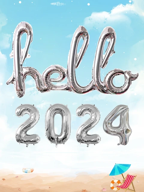 Hello 2024 letter number balloons happy new year 2024