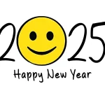 Happy new year 2025 lettering with emoji