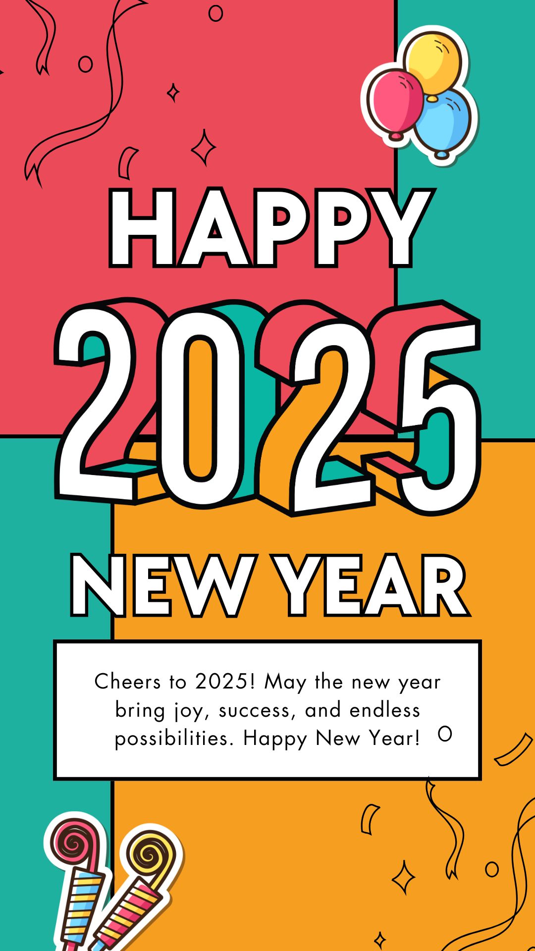 Colorful illustration happy 2025 new year wallpaper and also fit for story