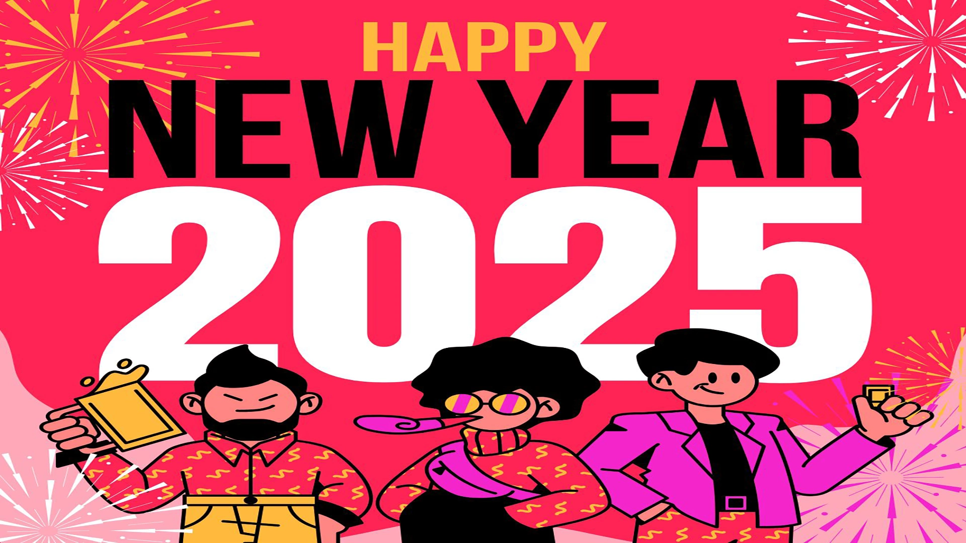 Colorfull illustrative happy new year 2025 wallpaper