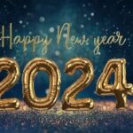 Happy new year 2024 abstract background with new year balloon numbers