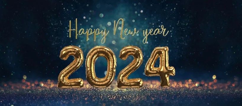 Happy new year 2024 abstract background with new year balloon numbers