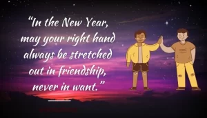 "In the New Year, may your right hand always be stretched out in friendship, never in want.
