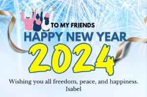 White Fireworks And Sky Blue Modern Happy New Year 2024 wishes image.