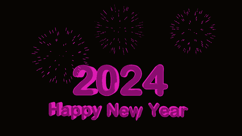 Happy new year 2024 gif fireworks colorful