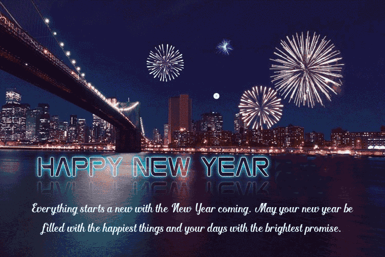 Happy new year fireworks animated wishes card gifs