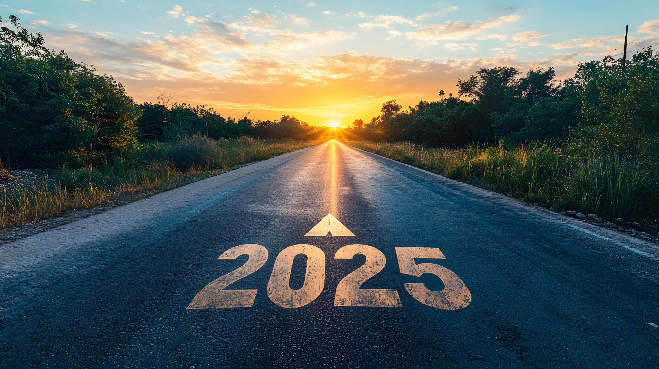 New visions for life on the road to 2025 at sunrise free photo