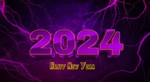 Happy new year 2024 Red purple Storm 3D Text Effect wallpaper 2650x1440