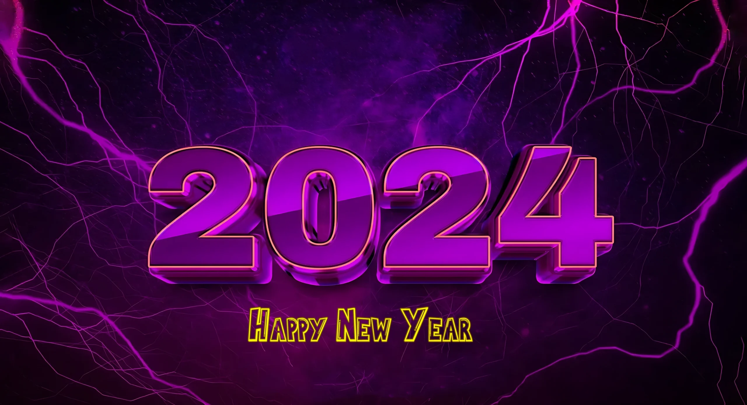 Happy New Year 2024 Purple Image Wallpaper
