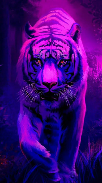 Tiger Neon Light Wallpaper for phone+ Wallpapers Download
