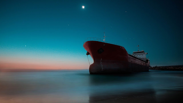 Ship Sea Night Sunset Wallpaper for desktop+ Wallpapers Download