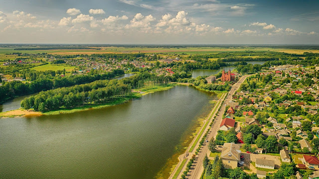 Wallpaper Village, River, Aerial view, Landscape, View+ Wallpapers Download