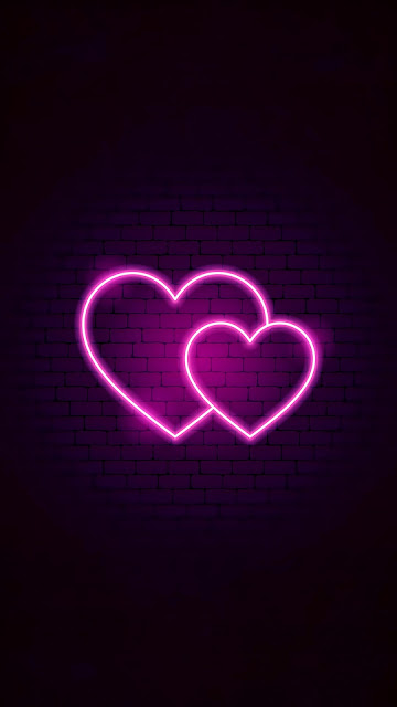 Purple neon heart wallpaper for phone+ Wallpapers Download