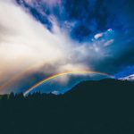 Cloud rainbow silhouette landscape