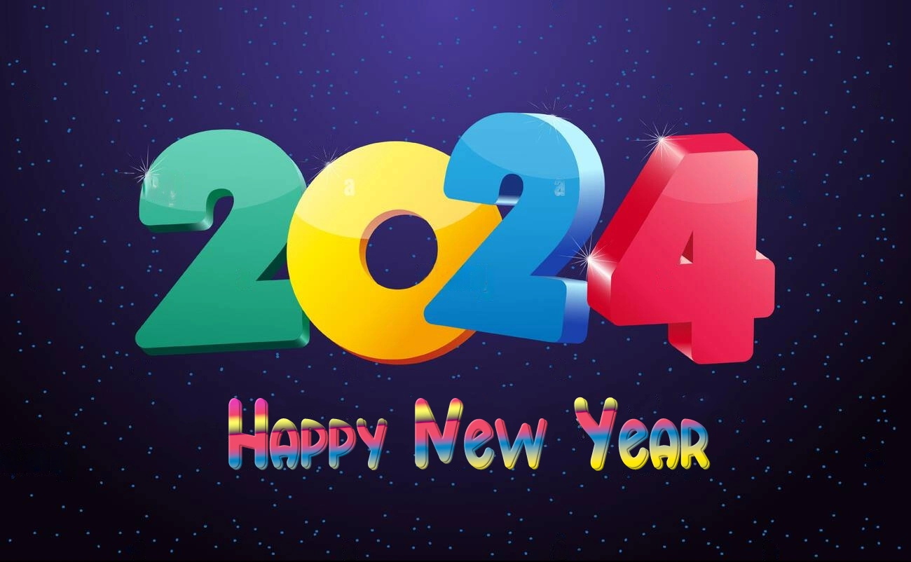 2024 colorful 3d numbers. happy new year 2024 vector logo