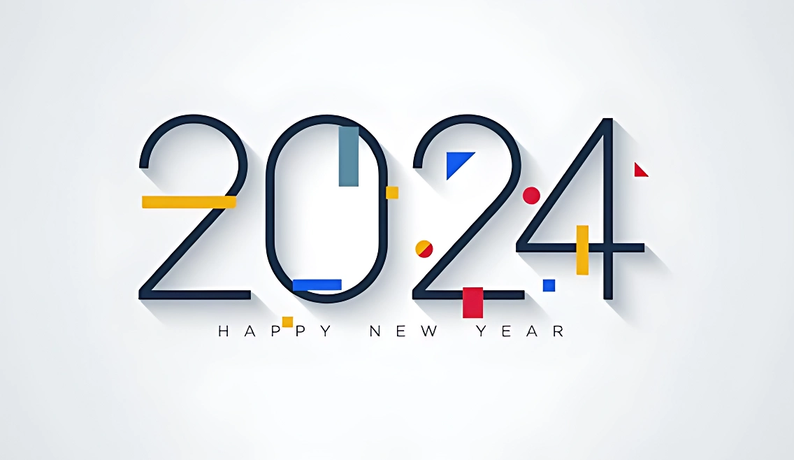 2024 Happy New Year image on white background  + Wallpapers Download