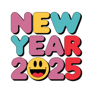 Emoji and letters on new year 2025