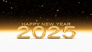 Happy new year 2025, golden numbers, white background wallpaper