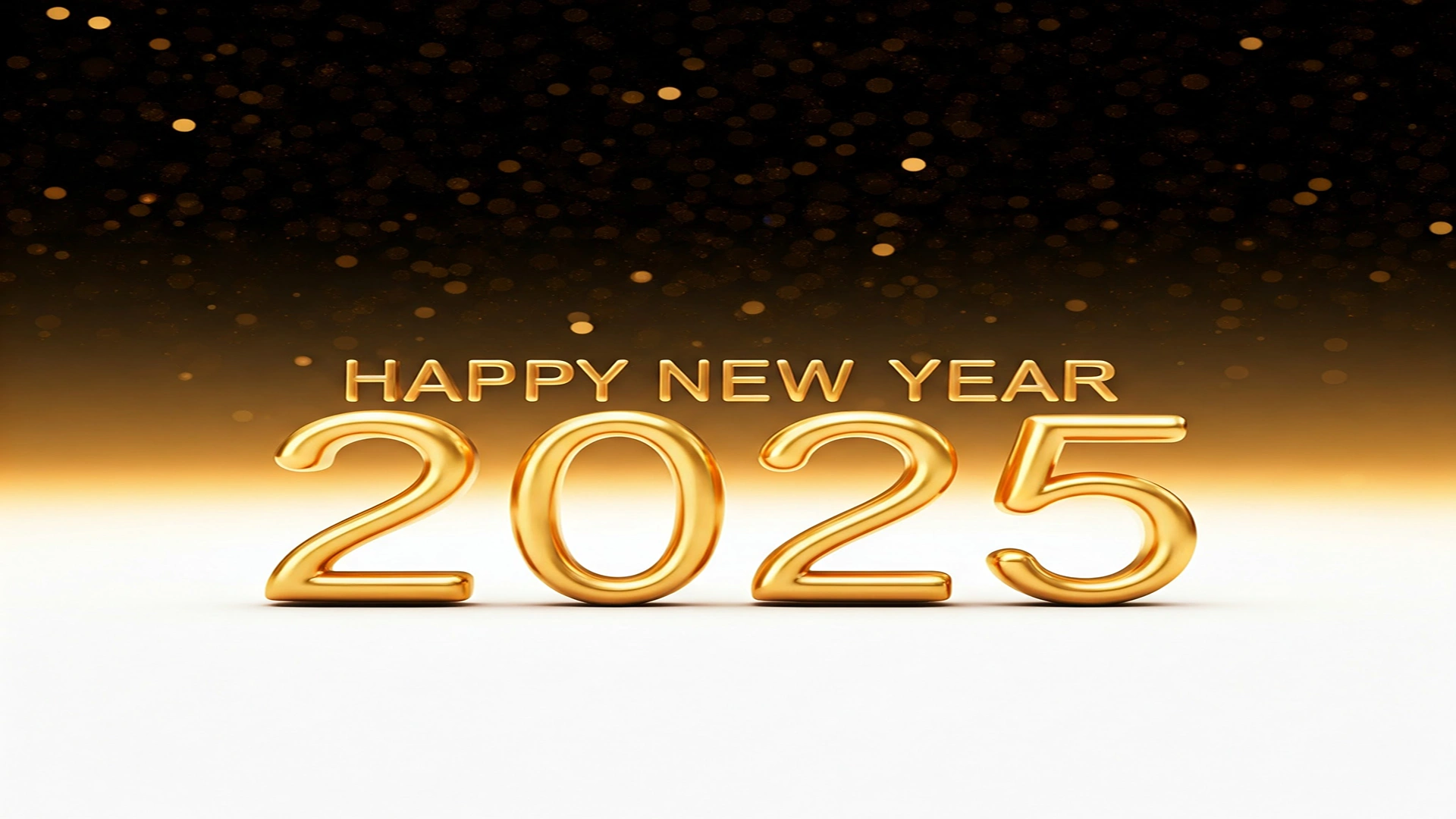 Happy New Year 2025, Golden numbers, white background wallpaper Download