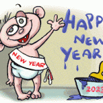 Cartoon waving new year 2023