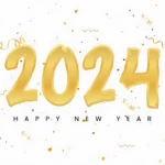 Golden happy new year 2024 lettering image