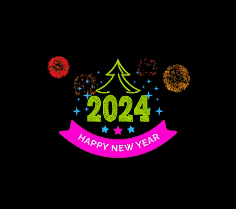 Happy new year 2024 and christmas giphy 2024