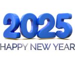 Shiny happy new year 2025 background with blue